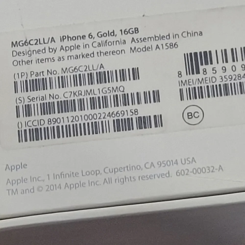 Box only Apple iPhone 6 Gold 16GB A1586 Empty box only